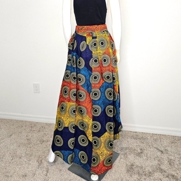 African Print Ankara Kitenge High Low Maxi Skirt - Picture 3 of 3